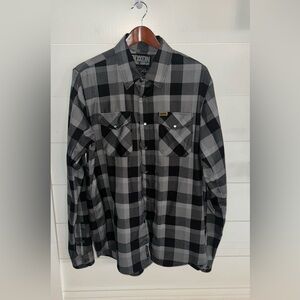 Dixxon men’s gray plaid flannel size large tall 1911
